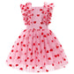 Valentines Day Dress Girls Toddler Red Hearts Sequin Tulle Dress Infant Birthday Dress Picture Day Outfits for School Photoshoo