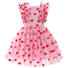 Valentines Day Dress Girls Toddler Red Hearts Sequin Tulle Dress Infant Birthday Dress Picture Day Outfits for School Photoshoo