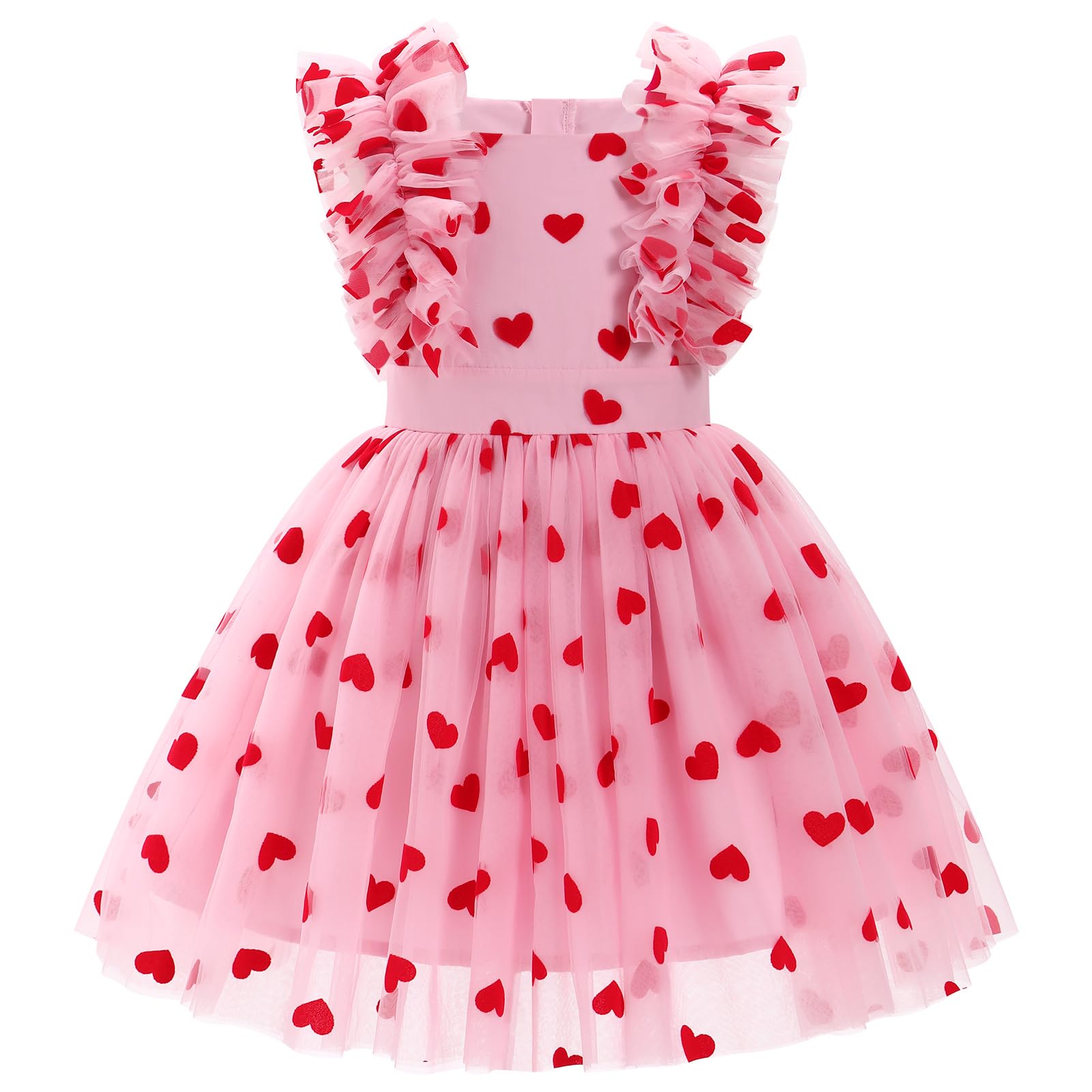 Valentines Day Dress Girls Toddler Red Hearts Sequin Tulle Dress Infant Birthday Dress Picture Day Outfits for School Photoshoo