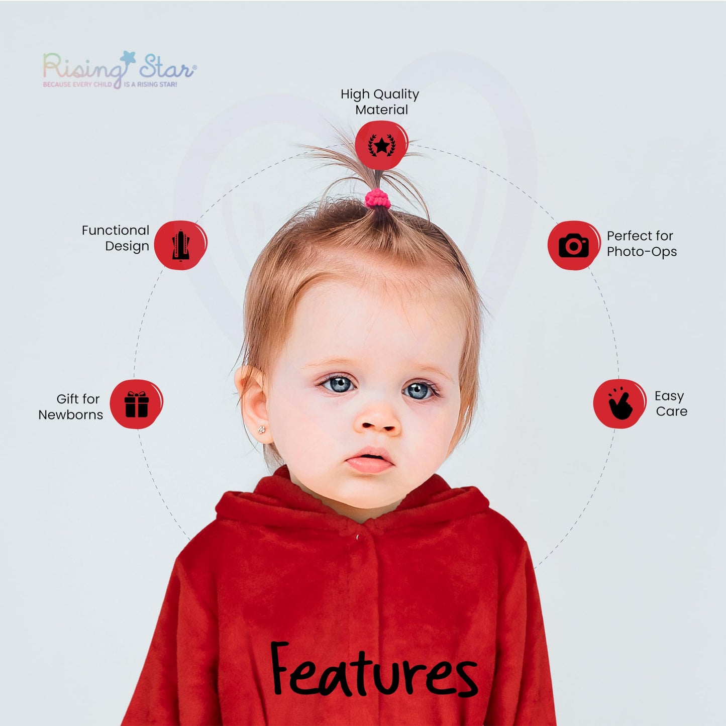 Rising Star Baby Boy Robe - Soft Plush Bath Towel Robe Spa Set - Baby Bathrobe Towel & Baby Washcloth For Boys - Baby Robe Set 0