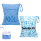 ALVABABY 2pcs Superior Waterproof Wet Dry Bags,Reusable with Two Zippered Pockets, Baby Cloth Diaper Wet Bags,Travel,Beach,Pool,