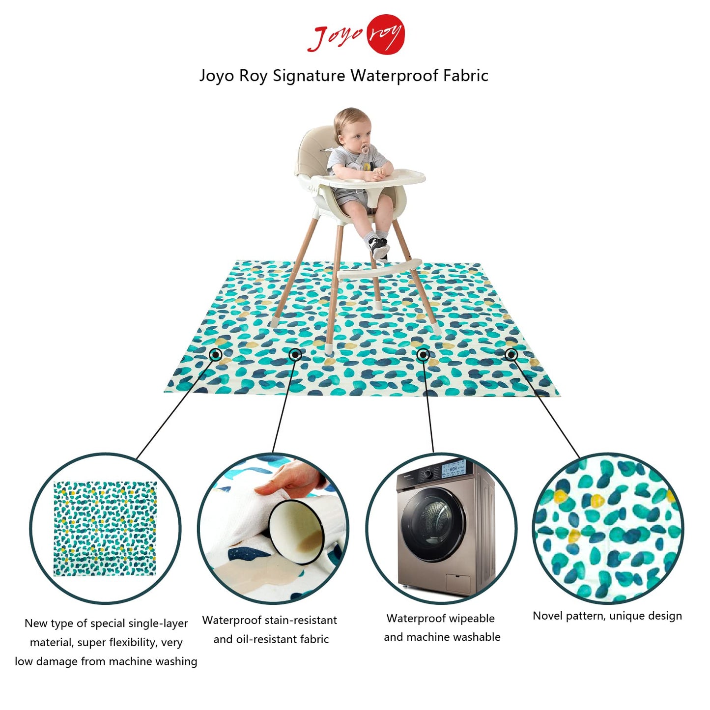 Joyo Roy 135X140 Cm Baby Floor Mat Splat Mat High Chair Mat Waterproof Mat Play Mat For Toddlers Splat Mat For Under High Chair