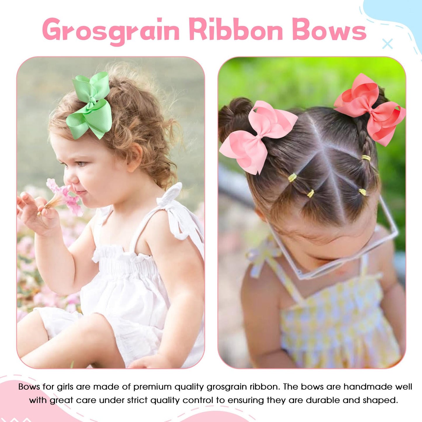 Oaoleer 40 Colors 4 Inch Hair Bows Clips Grosgrain Ribbon Bows Hair Alligator Clips Hair Barrettes Hair Accessories For Girls To