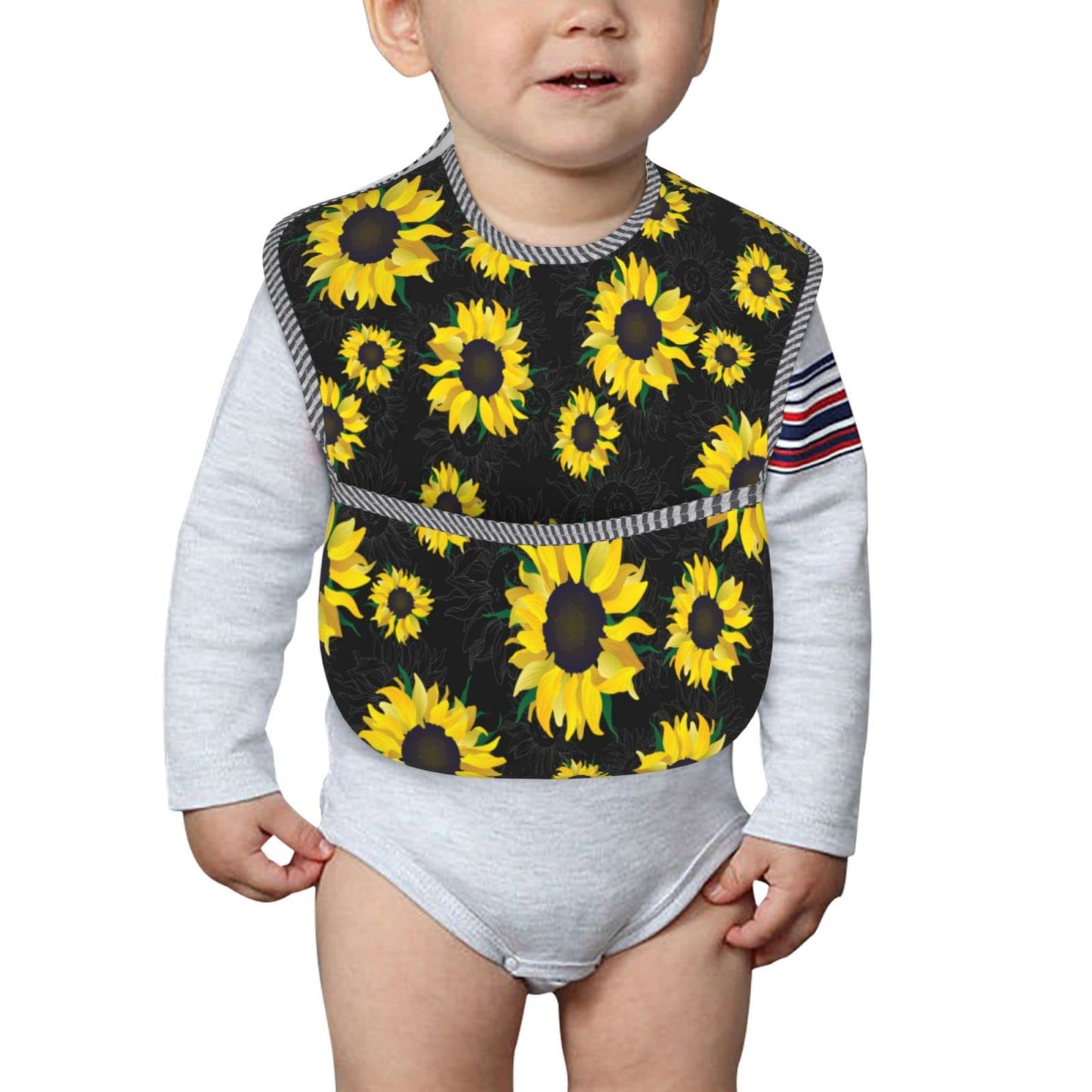 Qwalnely Sunflower Baby Stuff Baby Bibs 2Packs For 6-24 Months Waterproof Washable Fabric (Sunflower)