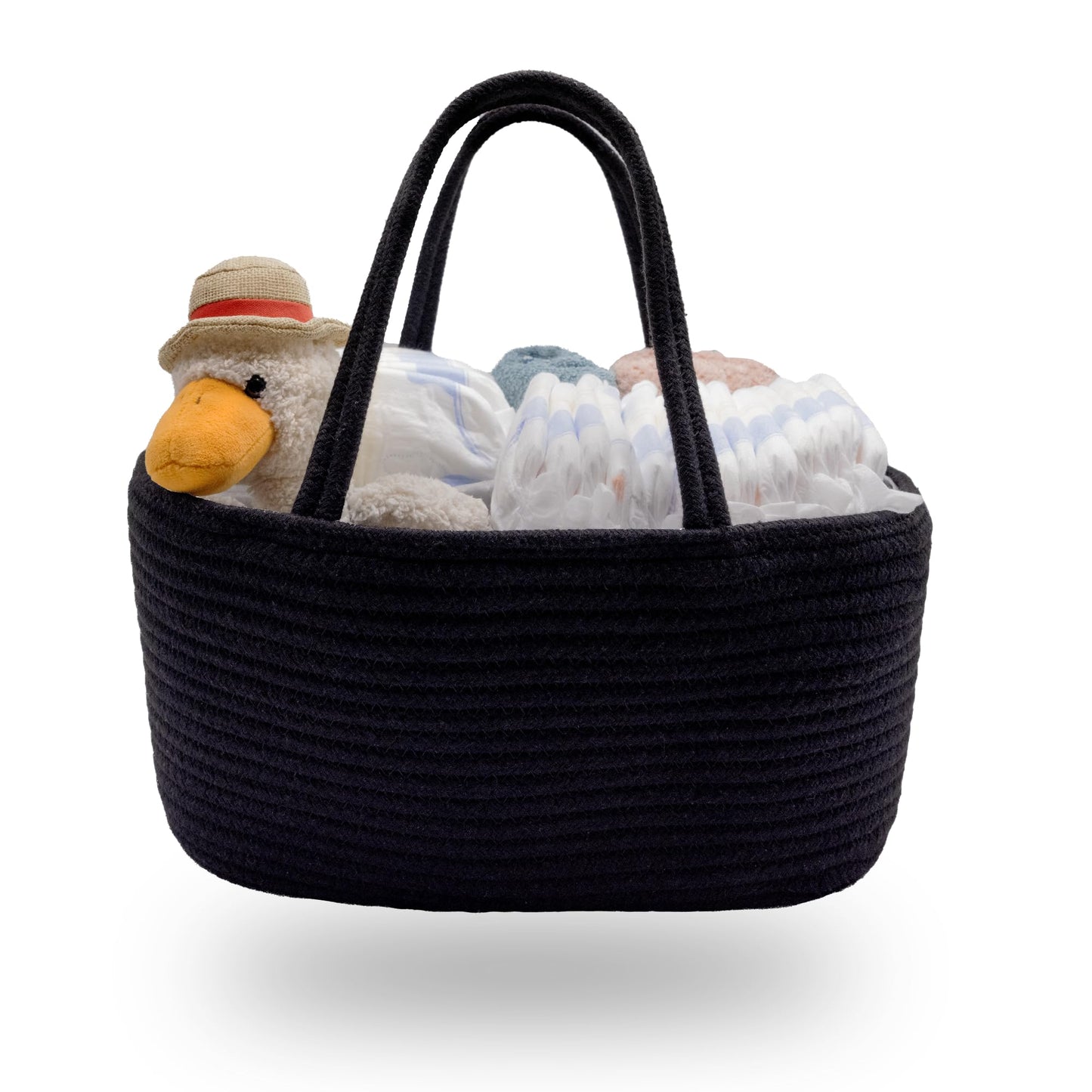 Runsabay Baby Diaper Caddy Organizer, Cotton Rope Diaper Caddy Basket - Large Nursery Storage Bin for Baby Essentials, Portable 