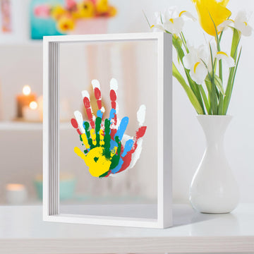Family Handprint Kit - Diy Handmade Keepsake Wooden Frame - Family Gifts - Gift For New And Expecting Parents, Includes 5 Non-To