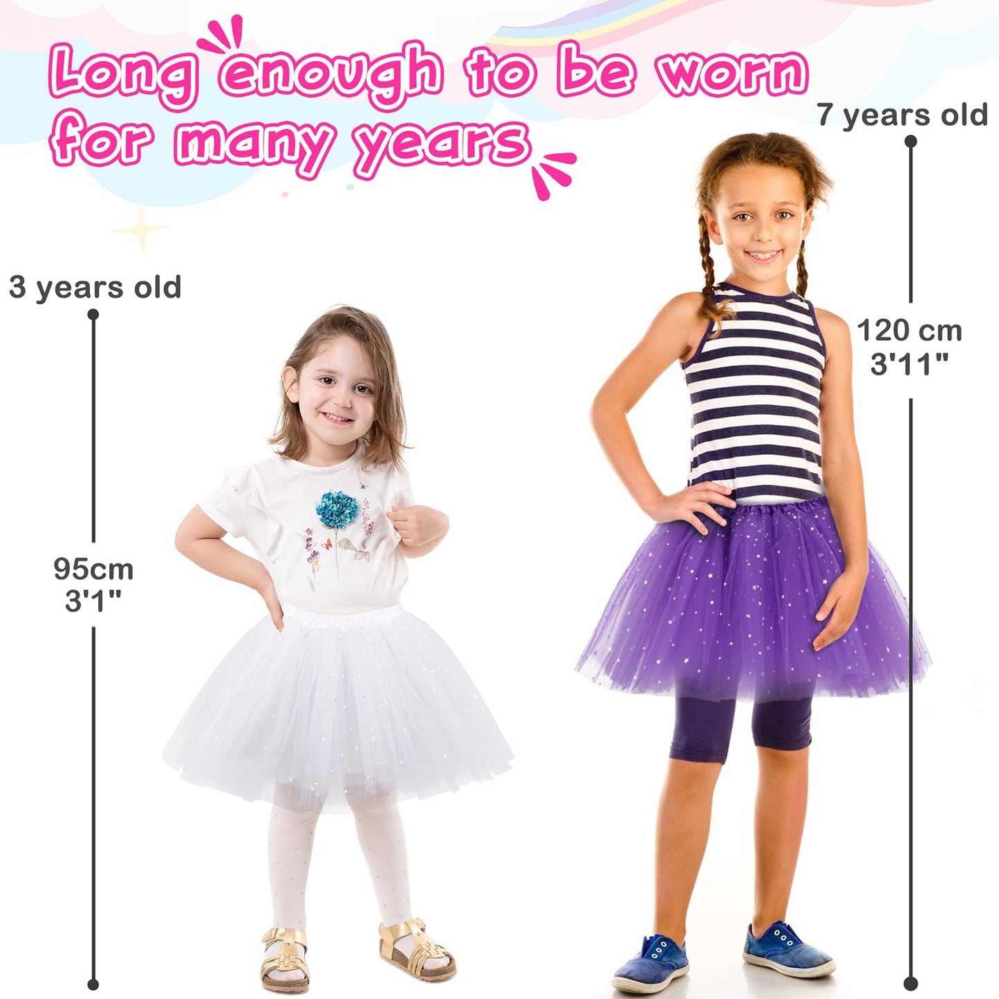 Kilofly 6Pc White Girls Ballet Tutu Kids Birthday Princess Party Favor Dress Set