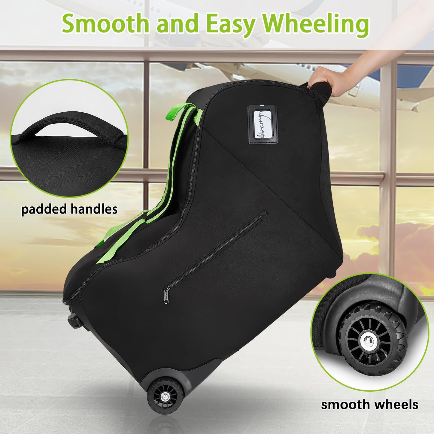 Yorepek Infant Car Seat Travel Bag With Wheels Compatible With Nuna Pipa Car Seat And Base, Carseat Cover For Airplane Travel Wi