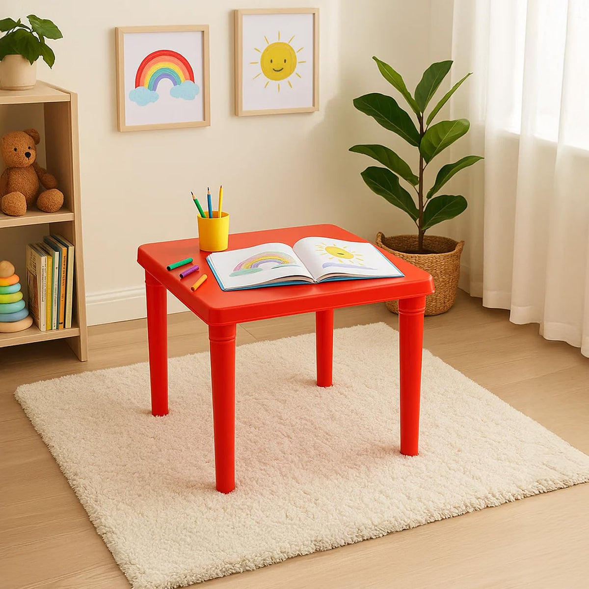 Nilkamal Genius Multipurpose Kids Table | Ludo & SnakeLadder Game | Study, Toy & Laptop Table | Strong & Durable | Multicolor