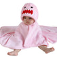 Tonwhar 0-4 Years Toddlers' And Kids' Boys Girls Animal Face Hooded Blanket Baby'S Bathrobe,Plush After Bath Blanket(Pink Shark)