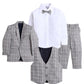 Jeetethnics Boys Grey Checked Coat Suit Set With Waistcoat Shirt And Trousers (9097H)