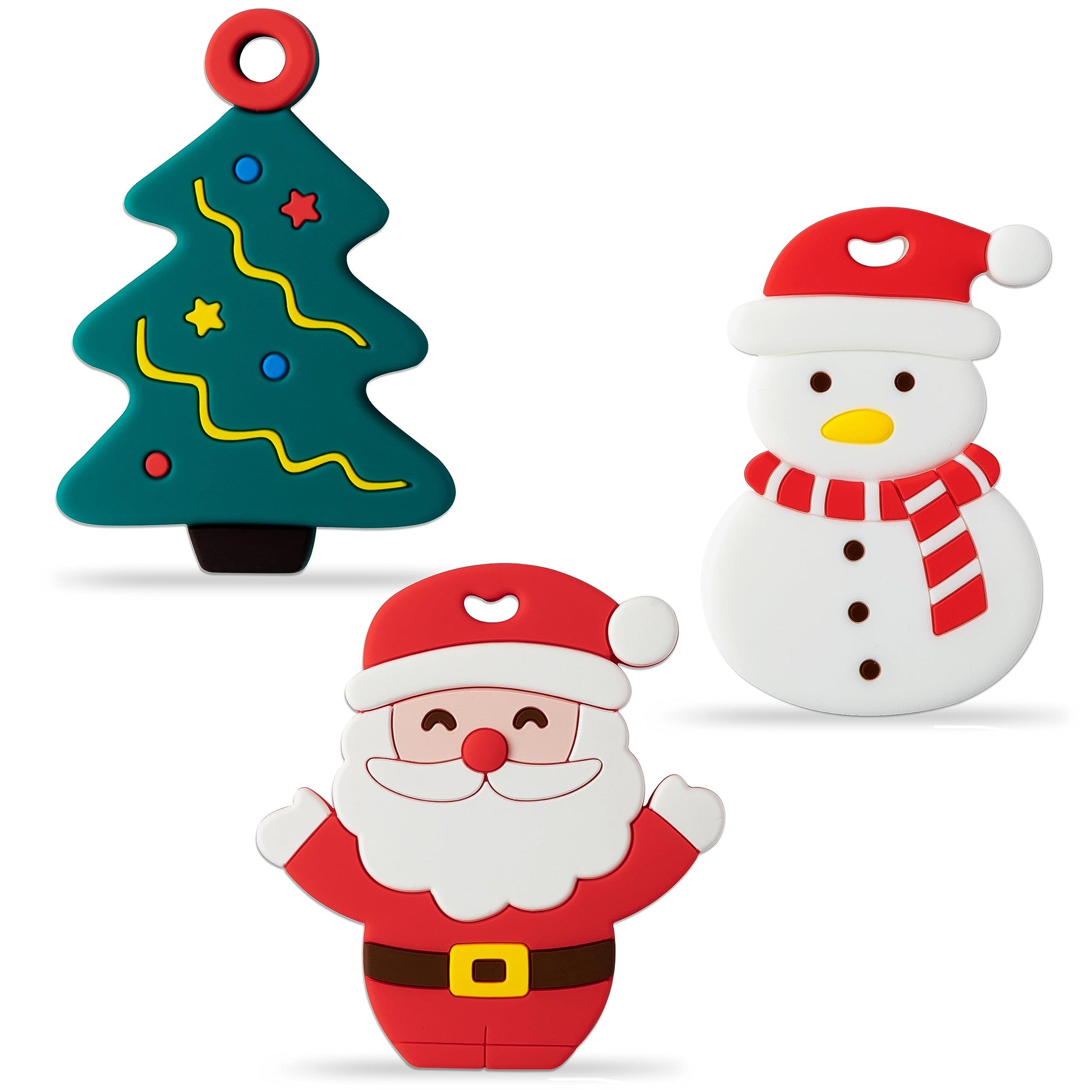 3Pcs Christmas Silicone Teething Toys for Babies - First Christmas Soothe Chew Teether for Infants and Toddlers - Soft Reindeer 