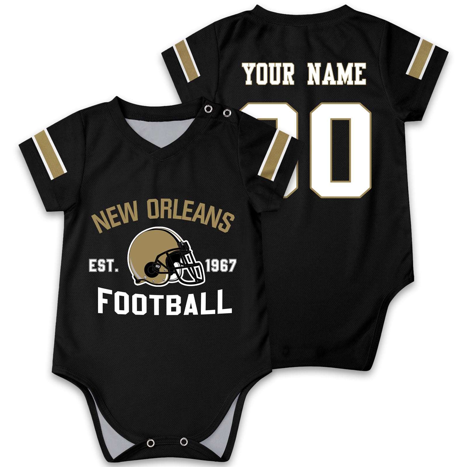 New Orleans Baby Clothes Custom Name Number Personalized Football Baby Jersey Clothing Newborn Toddler Apparel 0-24 Months Gifts