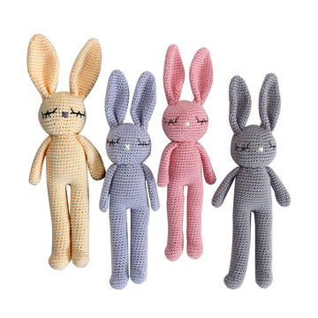 Monis Choice Stuffed Baby Bunny Plush Easter Gifts Handmade Stuffed Animal Knitted Doll Baby Sleep Toy Newborn (Cream)