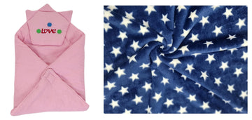 CTMKIDS Baby Wrap with Cap for Kids 74x74 cm  Pink & Baby Blankets New Born Pack of Star Wrapper Bedsheet  Navy