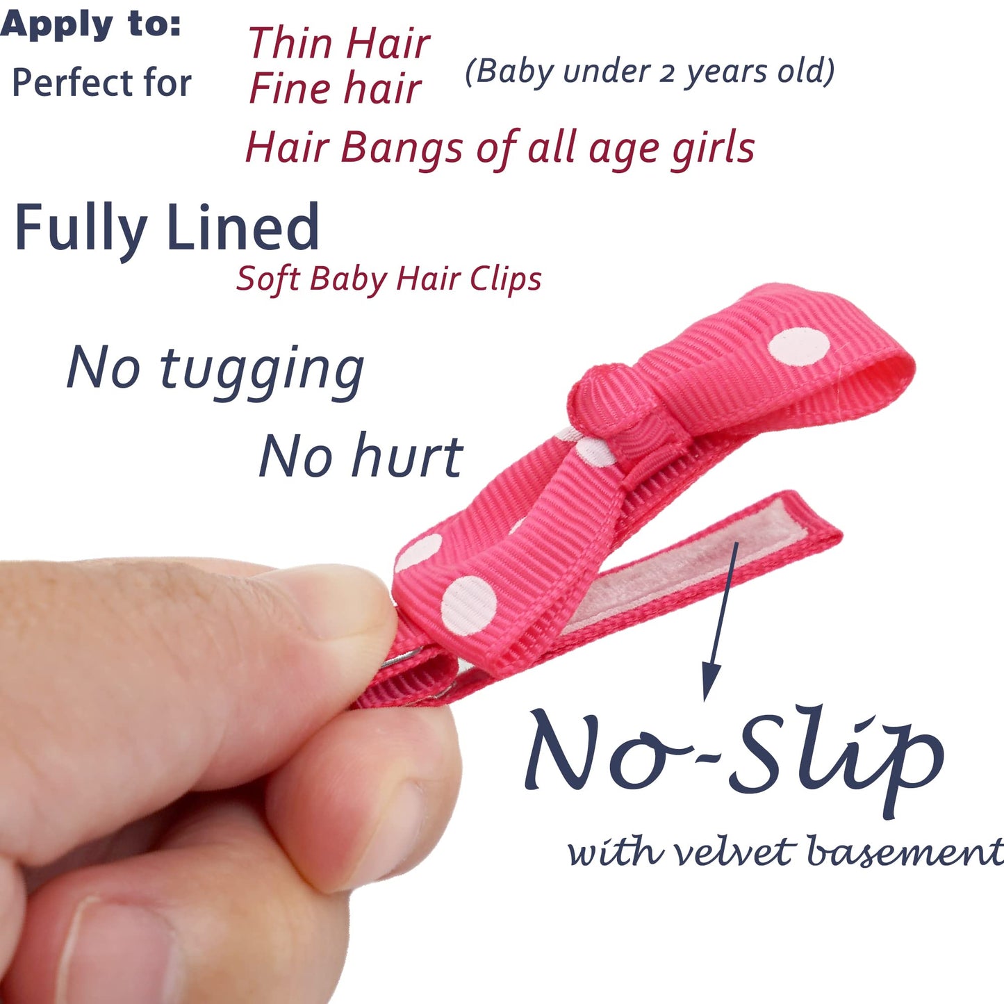 C  LLOT Baby Hair Clips Baby Girls Fully Lined Bows Pins Tiny 1.6 Hair Bows Alligator Clips for Baby Girls Infants Toddlers Hair