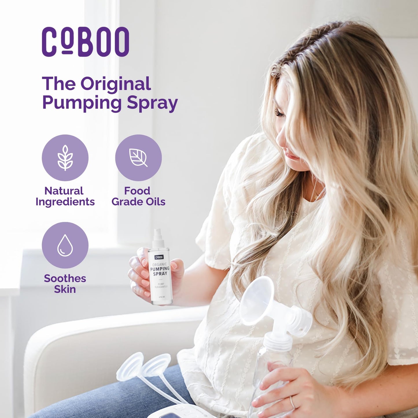Coboo Organic Breast Pumping Spray  Helps Sore Nipples & Clogged Ducts  Pump Spray For Flanges & Breast Shields  Gentle For Mom