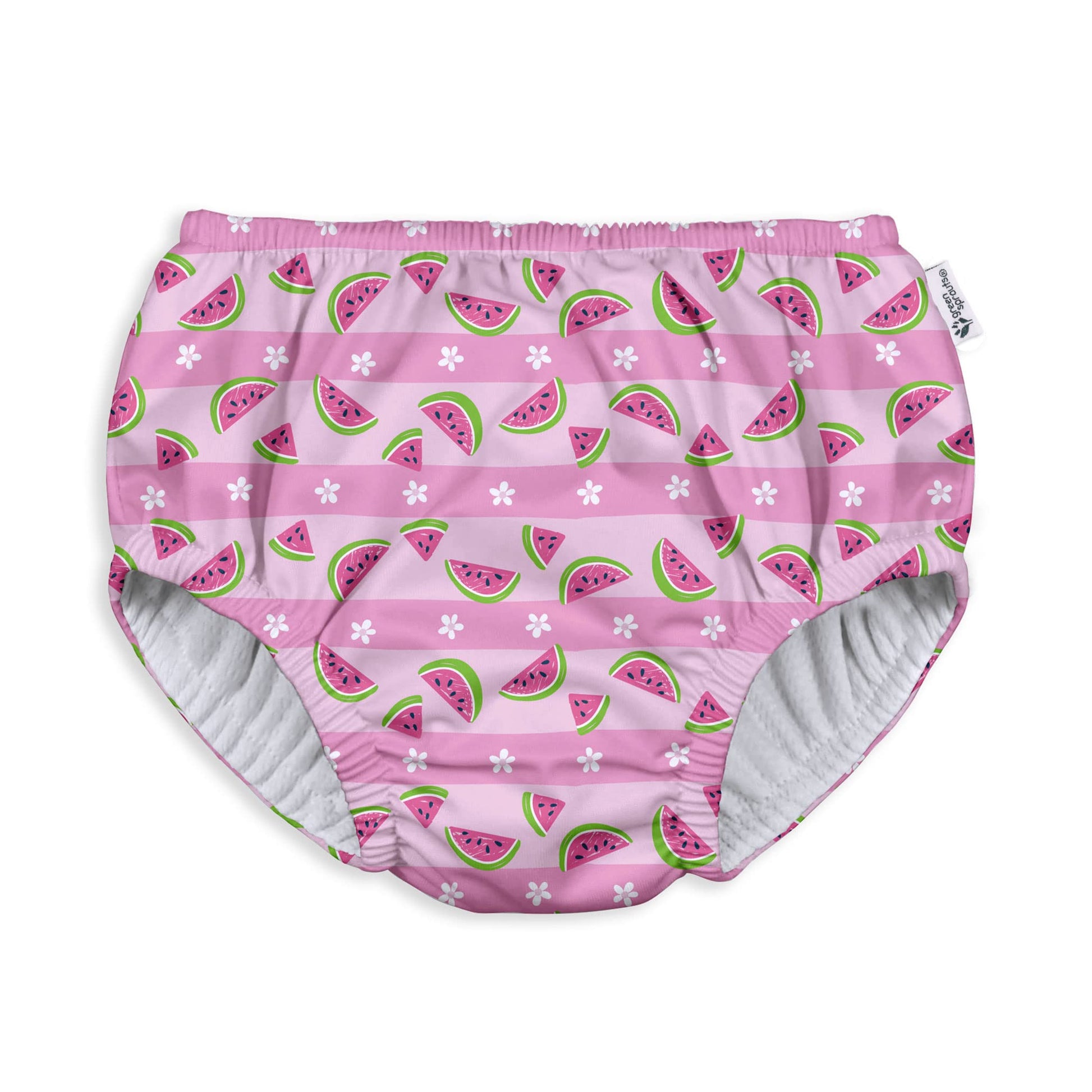 Green Sprouts Baby Girls Pull-Up Reusable And Toddler Swim Diaper, Light Pink Watermelon Stripe, 18-24 Month Us