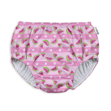 Green Sprouts Baby Girls Pull-Up Reusable And Toddler Swim Diaper, Light Pink Watermelon Stripe, 18-24 Month Us