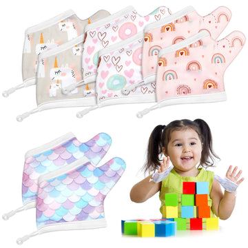 Seematn 4 Pairs Thumb Sucking Stop For Kids Breathable Thumb Suck Guard For Baby Toddler Stop Sucking Fingers Nail Biting Gloves