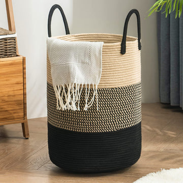 Woven Rope Laundry Hamper Basket By Youdenova, 72L Tall Luandry Basket, Baby Nursery Hamper For Blanket Storage, Clothes Hamper