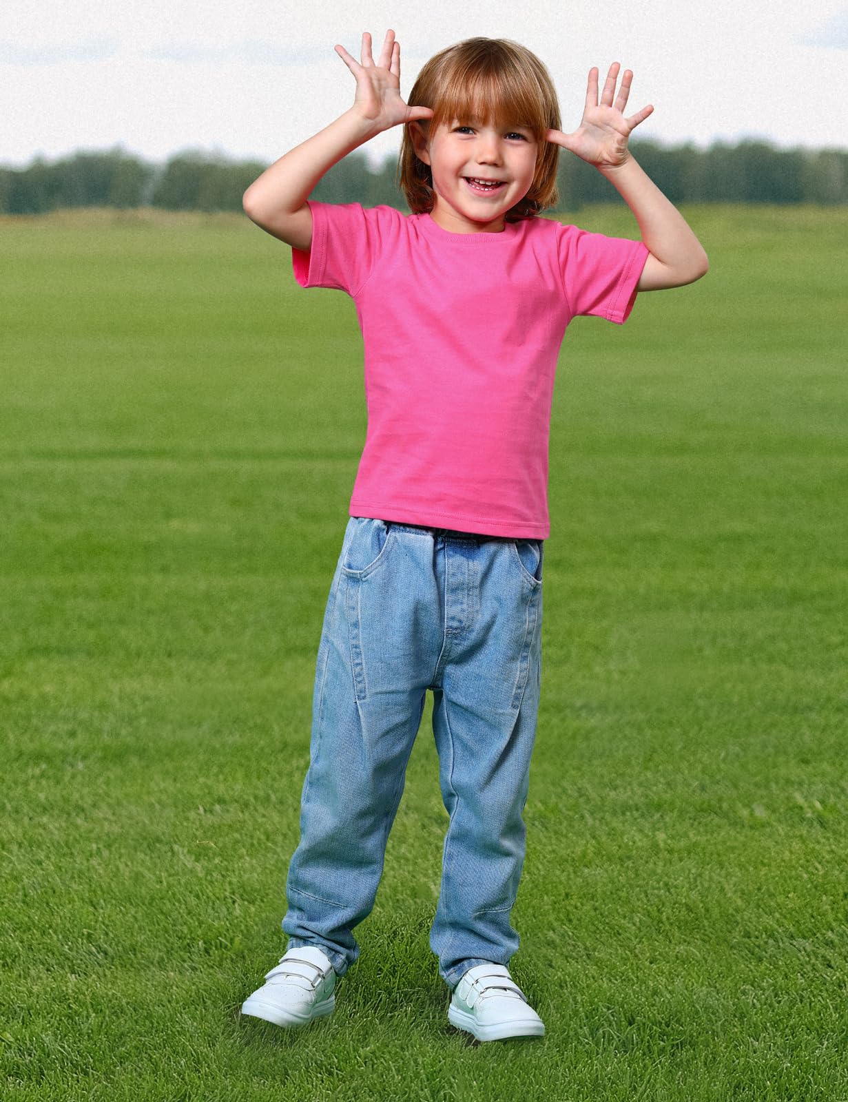 Cosland Toddler Baby Plain T-Shirts, Neon Pink, 2T