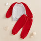 Baby Boy Fall Clothes Set Long Sleeve Letter Print Sweatshirt Pants Valentines Day Outfits 6 12 18 24 Months 2T (Gray, 12-18 Mon