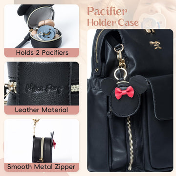 Miss Fong Pacifier Holder Case With Clip, Pacifier Pouch Cover, Pacifier Charm Pod With Clasp Attach To The Strollers & Diaper B