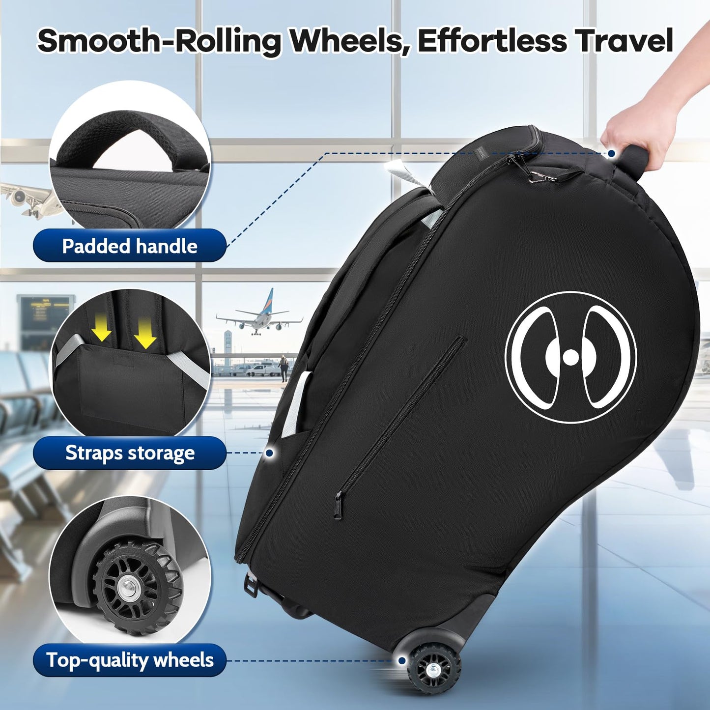 Yorepek Infant Car Seat Travel Bag Backpack With Wheels, Fits For Doona Car Seat Stroller, Padded Carseat Bags For Air Travel Wi