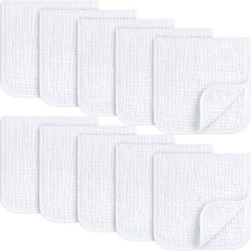 Keababies Organic Muslin Burp Cloths Baby Boy, Girl  10Pack 100% Cotton Muslin Burping Cloths For Babies, Newborn, 21X10 Large
