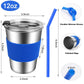 Vermida Kids Cups with Straws and Lids, 5 Pack 12oz Spill Proof Toddlers Straws Tumbler with Lids, Stainless Steel Sippy Cups wi