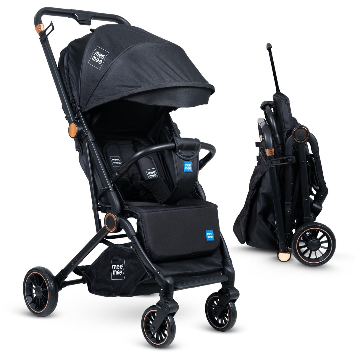 Mee Mee Air Luxe Lightweight Foldable Baby Stroller with Adjustable Recline, Safety Harness, Sun Canopy & Storage Basket | Comfo