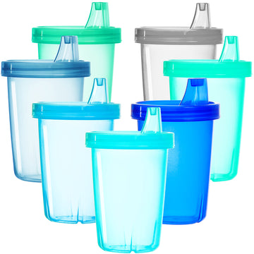 Youngever 7 Pack Kids Sippy Cups, Sippy Cups For Infant, Kids, Toddler, 7 Coastal Colors Sippy Cups