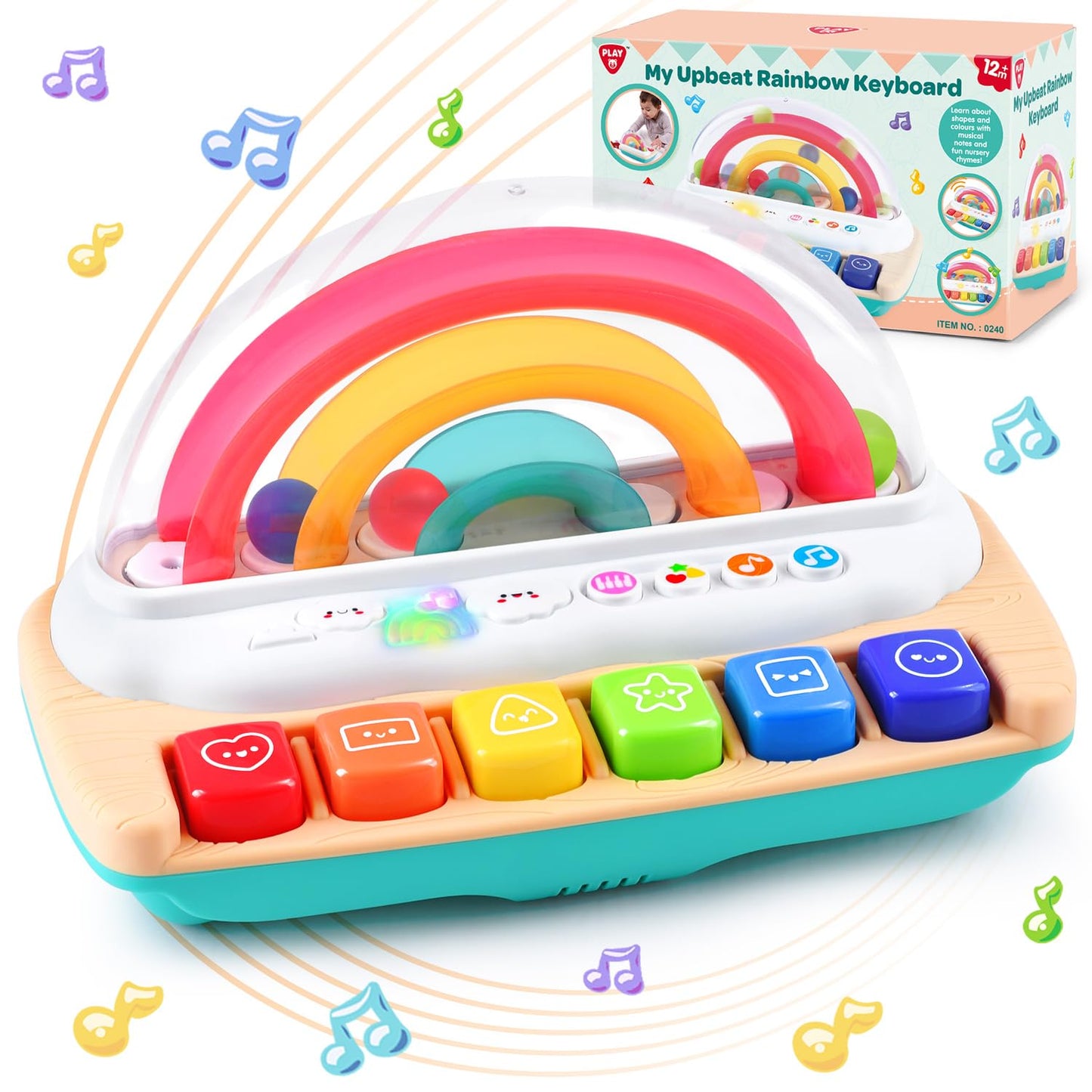 PLAY Baby Musical Toys - Rainbow Baby Piano Toy Music & Sound Light Up Musical Toys for Toddlers 1-3, Multifunctional Baby Pop U