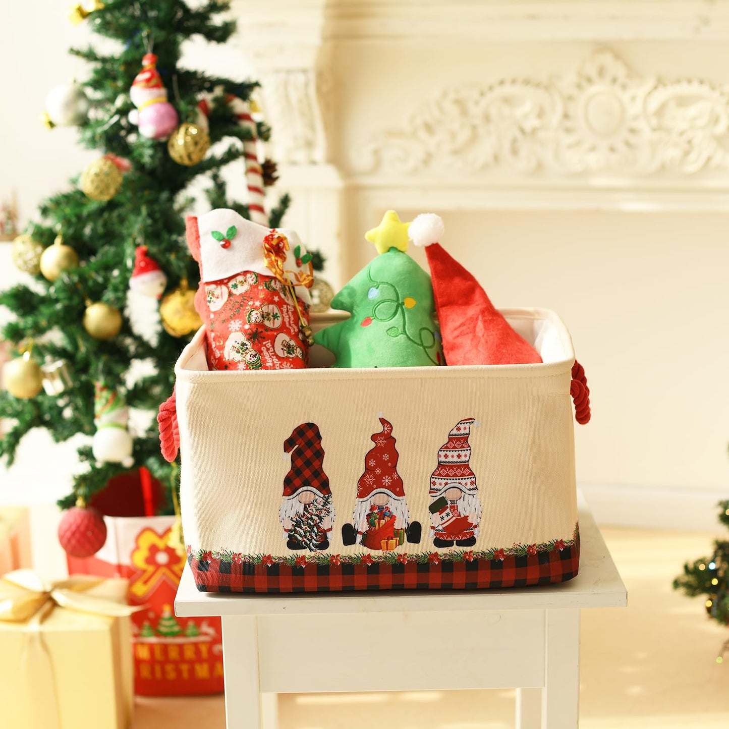 Inough Christmas Baskets For Gifts Empty, Christmas Gnomes Basket For Kids Large Gifts Bags For Holiday Ornaments Collapsible St