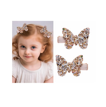 New Glitter Gold Bows Hair Clip For Girls, Baby Girl Toddler Clips, Hair Accessories.(FJ98) (Gold butterfly)