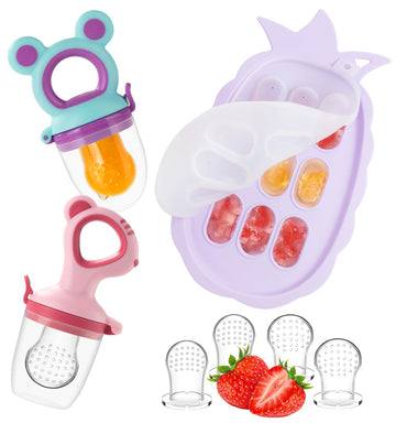 Baby Fruit Feeder & Baby Breastmilk Popsicle Molds, Baby Food Freezer Tray Storage Containers, Silicone Pacifier Feeder And Teet