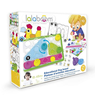 Lalaboom - 16 Piece Activity Pegboard - Montessori Educational Shape and Color STEM Construction Toy 18 Months to 4 Years - BL71