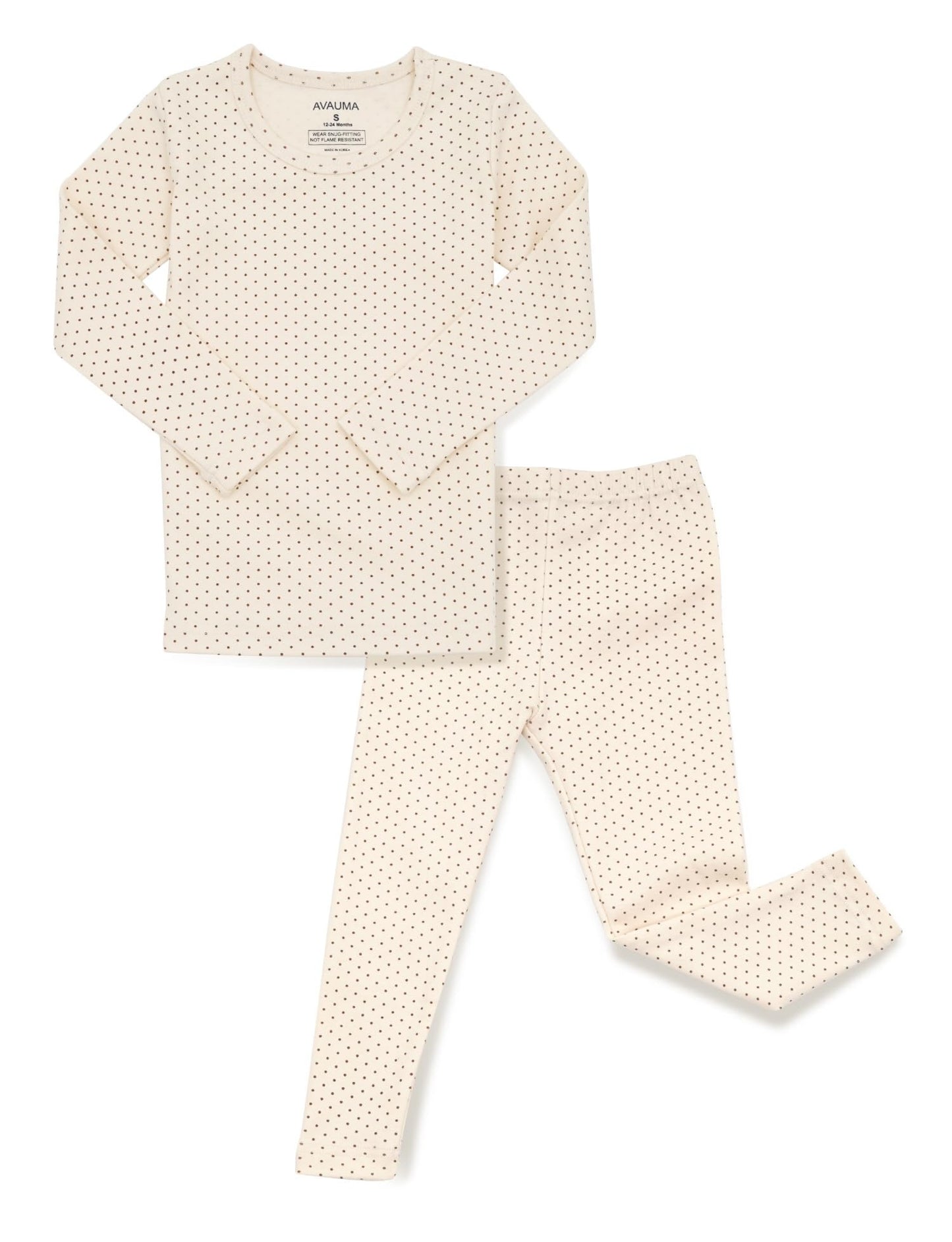 Avauma Baby Boys Girls Pajama Set 6M-7T Kids Cute Toddler Snug Fit Pattern Design Pjs Cotton Sleepwear Polka Dot (Salt.Ivory.S)