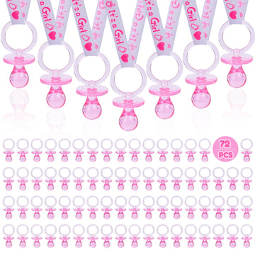 72 Baby Shower Pacifiers Necklace, Acrylic Pacifier Necklace, Cute Pacifier Necklace For Baby Shower Girls Boys Party Favors Cha