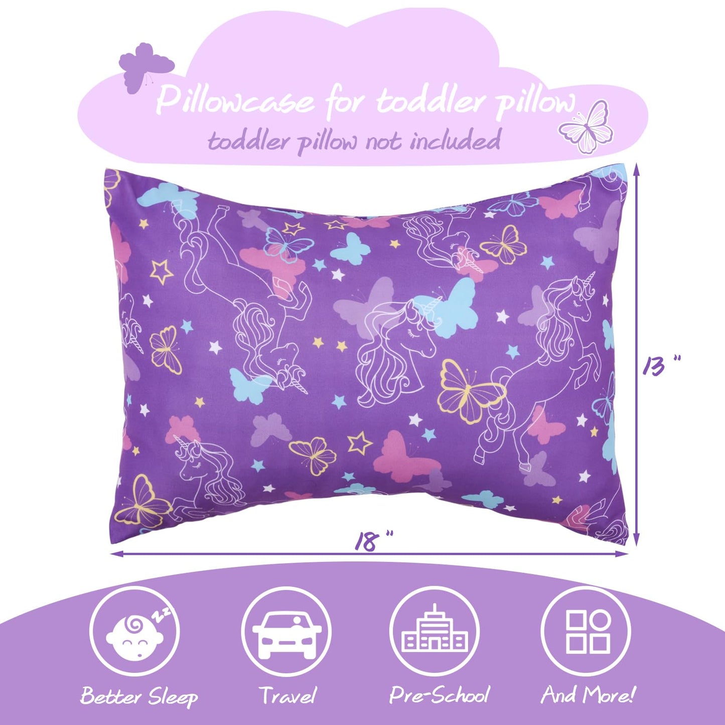 Uomny Toddler Pillowcases For Girls 13X18 12X16 14X19 Butterfly Baby Pillow Case 2 Pack Small Pillow Covers For Travel Pillow Pu