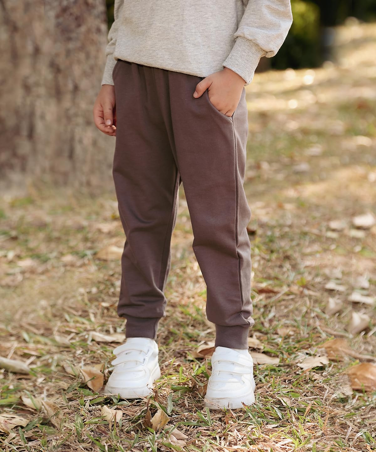 Gfqlong Toddler Boys 3 Pack Cotton Active Jogger Sweatpants,Kids Casual Athletic Solid Pocket Pull On Pants,Green+Lightblue+Khak