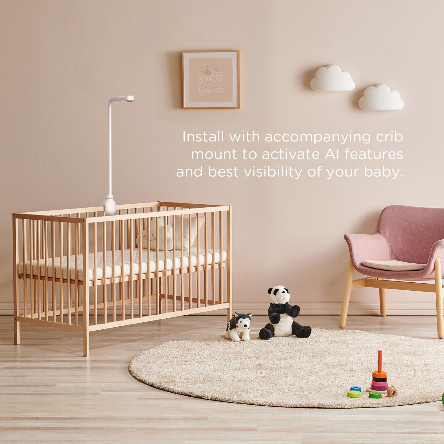 Hubble Connected Skyvision Ai-Enhanced Smart Camera Baby Monitor With Secure Connection, Crib Mount, Remote Pan Tilt Zoom, 2-Way