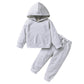 Happy Town Toddler Fall Outfits For Girl Boy Long Sleeve Hoodie Top And Long Sweatpants Set Toddler Sweatsuit (Solid Color-Grey,