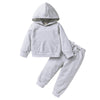 Happy Town Toddler Fall Outfits For Girl Boy Long Sleeve Hoodie Top And Long Sweatpants Set Toddler Sweatsuit (Solid Color-Grey,