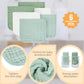 Migiol Baby Burp Cloth 100% Cotton Newborn Cotton Muslin Burp Cloth 10X20 Inches (White & Green 6 Pieces)