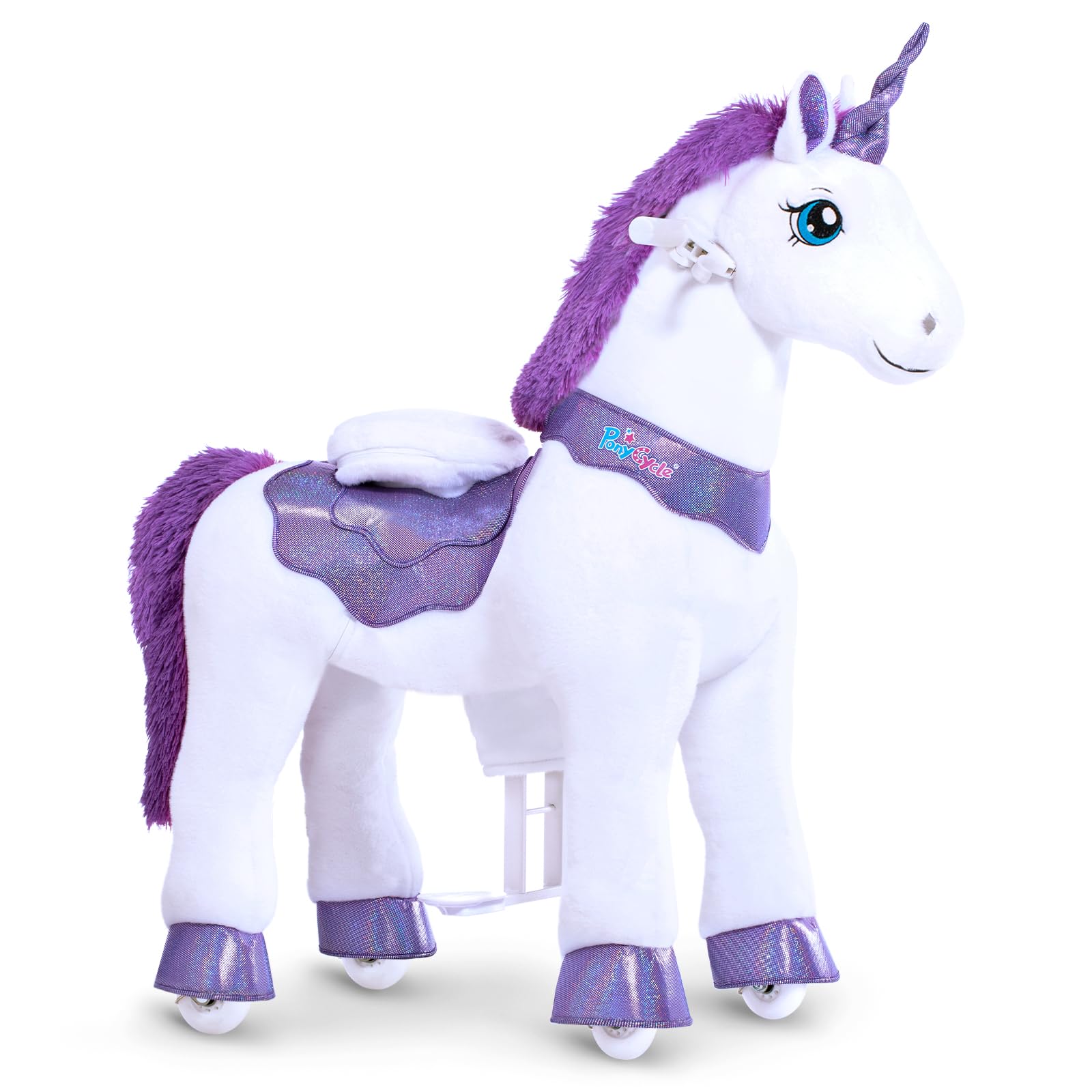 PonyCycle Ride on Unicorn for Kids 4-8 with Brake, Unicorn Gifts for Girls (35.4 Height/Size 4) Plush Interactive Riding Rocking