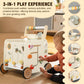 Pithfor Wooden Baby Walker, 3-in-1 Baby Push Walker, with Pretend Kitchen, Montessori Sensory Activity Center, Push Walker Toys