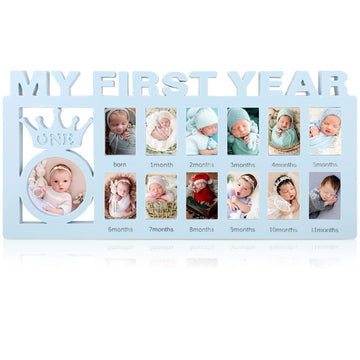 Unittype My First Year Baby Picture Frame Newborn Baby'S First Twelve Months Photo Collage,12 Month Milestone Keepsake Frame For