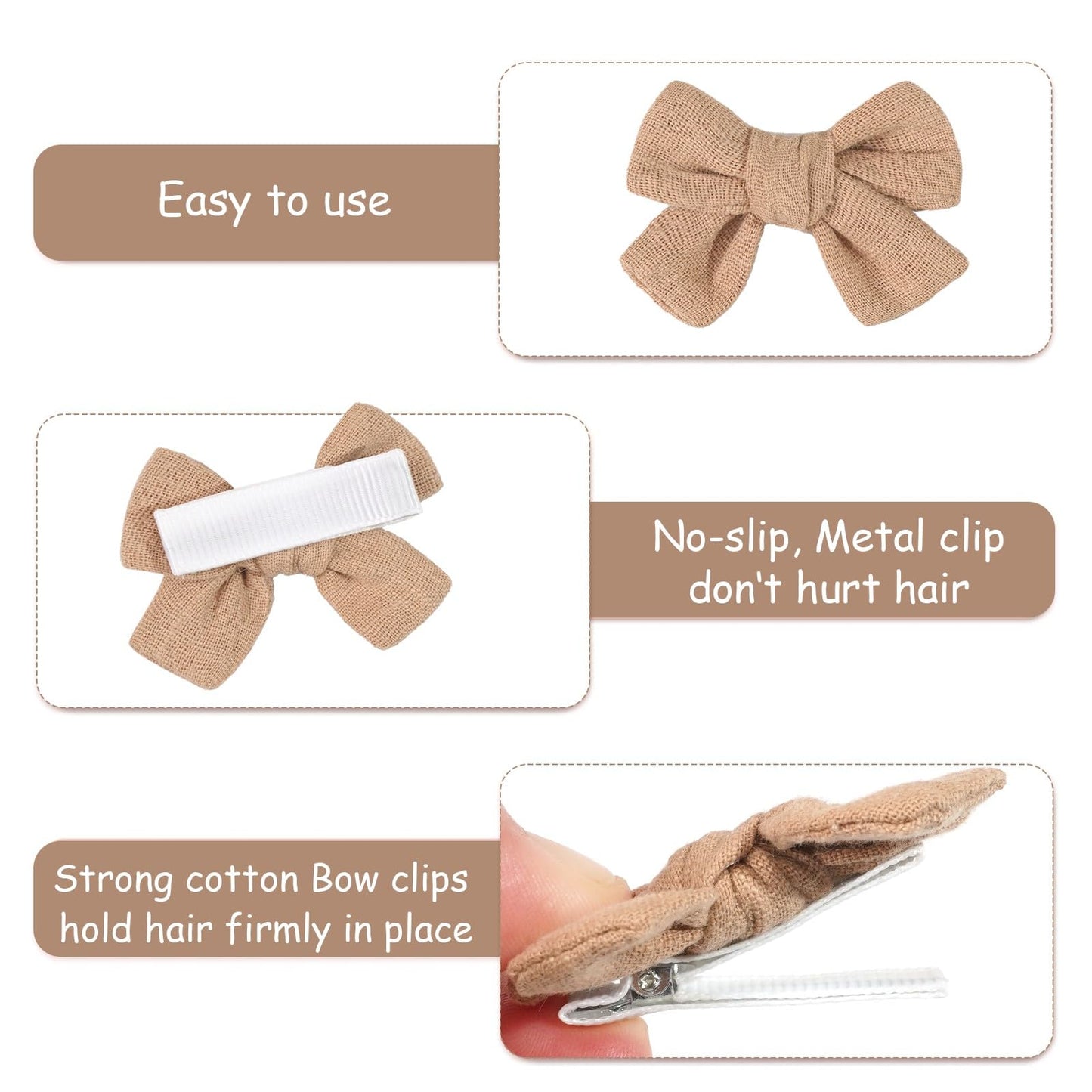 C?Llot 10 Pieces 2Inch Girls Hair Bows Linen Fabric Bows Alligator Clips Hair Accessories For Baby Toddlers And Infants(5 Pairs